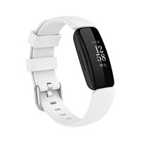 By Qubix - Compatible met Fitbit Inspire 2 & Ace 3 - Sportbandje met gesp - Maat: Large - Wit - Compatible fitbit bandje