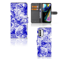 Telefoonhoesje met Naam Motorola Moto G52 | Moto G82 Angel Skull Blauw