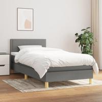 Boxspring met matras stof donkergrijs 90x190 cm SKU: V3140498 - thumbnail