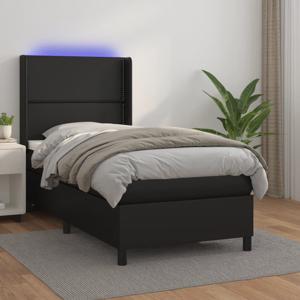 Boxspring met matras en LED kunstleer zwart 90x190 cm SKU: V3139295