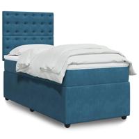 vidaXL Boxspring met matras fluweel donkerblauw 90x190 cm, boxspring, ledikant, bedframe, bed, boxspring bed, bedbodem, seniorenbed, senioren bed