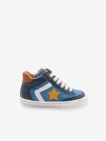 Leren hoge kindersneakers met vetersluiting voor kinderen 3631B686 Babybotte® blauw - thumbnail