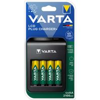 Varta NiMH LCD Plug Charger+ (AA, AAA & 9 Volt) inclusief 4x AA 2100 mAh | 1 stuks - VARTA-57687 VARTA-57687