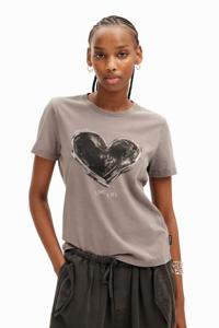 Basic T-shirt met hart - BLACK - S