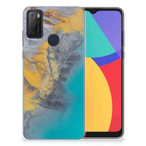 Alcatel 1S (2021) TPU Siliconen Hoesje Marble Blue Gold