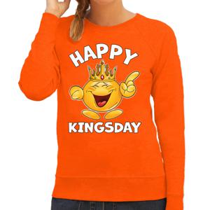 Bellatio Decorations Koningsdag sweater voor dames - happy kingsday - oranje - feestkleding 2XL  -