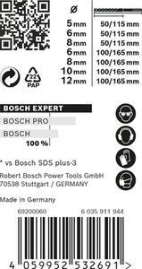 Bosch Accessories EXPERT SDS plus-7X 2608900195 Hamerboor 7-delig 5.0 mm, 6.0 mm, 8.0 mm, 6.0 mm, 8.0 mm, 10.0 mm, 12.0 mm SDS-Plus 7 stuk(s)