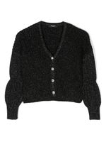 Balmain Kids cardigan en maille métallisée à col v - Noir