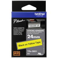 Brother TZe-S651 Labeltape extra sterk klevend Tapekleur: Geel Tekstkleur: Zwart 24 mm 8 m - thumbnail