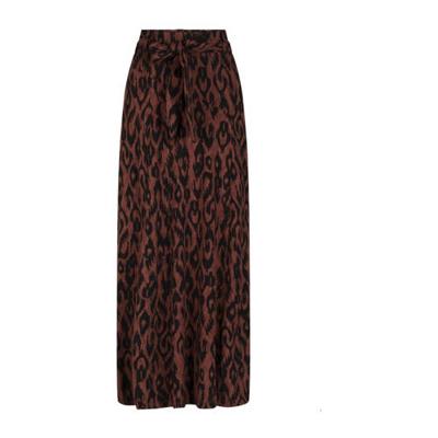 Tramontana midi rok met all over print en ceintuur bruin/zwart
