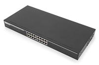 DIGITUS Gigabit Ethernet Network Switch - 19 Inch - 16 Ports - Auto MDI/MDI-X - Half/Full Duplex - Zwart