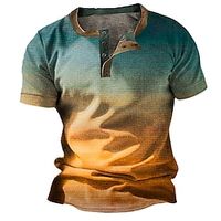 het ombre t-shirt heren grafisch gradiënt modeontwerper basic wafel henley vintage outdoor dagelijks t-shirt geel rood blauw korte mouw zomer tie dye casual katoen Lightinthebox - thumbnail