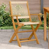 Tuinstoelen 2 st massief acaciahout en polypropeen beige - thumbnail