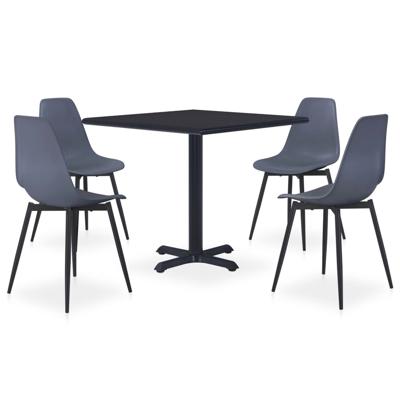 vidaXL 5-delige Tuinset metaal en PP grijs