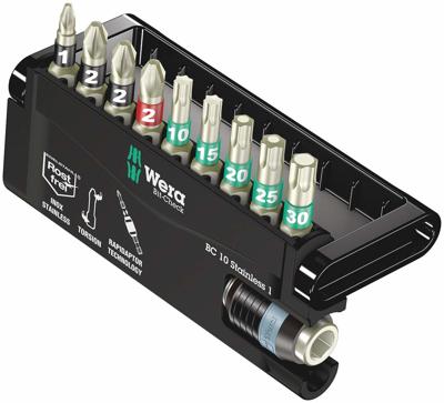 Wera BC 10/9 05071110001 Bitset 10-delig Plat, Kruiskop Phillips, Kruiskop Pozidriv, Binnen-Torx