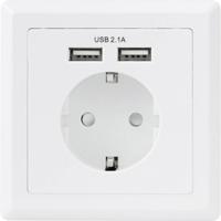 Basetech 1425527 Stopcontact (onderbouw) Met USB IP20 Wit