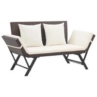 vidaXL Tuinbank met kussens 176 cm poly rattan bruin