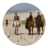 Muurcirkel Morgen rit langs het strand 130 White PVC Ophangsysteem