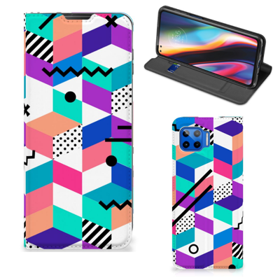 Motorola Moto G 5G Plus Stand Case Blokken Kleurrijk Motorola Moto G 5G Plus Stand Case Blokken Kleurrijk