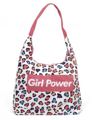 Arditex strandtas Girl Power meisjes 56 cm canvas wit/roze Arditex strandtas Girl Power meisjes 56 cm canvas wit/roze