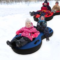 2-Zits 200 cm Sneeuwslee Hoogwaardige Rubberen Binnenband Stijve Basis Trekband Opblaaspomp voor Kinderen Volwassenen Blauw - thumbnail