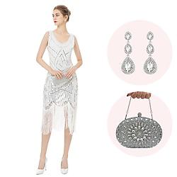 Retro vintage Roaring jaren '20 Jaren 1920 Flapper jurk Cosplay kostuum Outfits The Great Gatsby Dames Pailletten Kwastje Kerstmis Halloween Feest / Uitgaan 1 Paar Oorbellen Lightinthebox