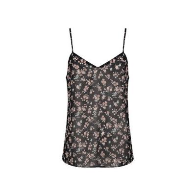 Lofty Manner gebloemde spaghettitop Mariana zwart/ roze