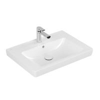 Villeroy & Boch Subway 2.0 meubelwastafel 65x47cm 1 kraangat met overloop ceramic+ wit 7113FAR1