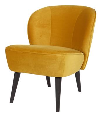 WOOOD Fauteuil 'Sara' Velvet, kleur Okergeel