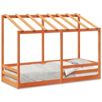 Kinderbed met bedhuis 90x190 cm massief grenenhout wasbruin - thumbnail