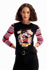 T-shirt met patch van Mickey Mouse - BLACK - L