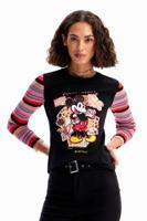 T-shirt met patch van Mickey Mouse - BLACK - L - thumbnail