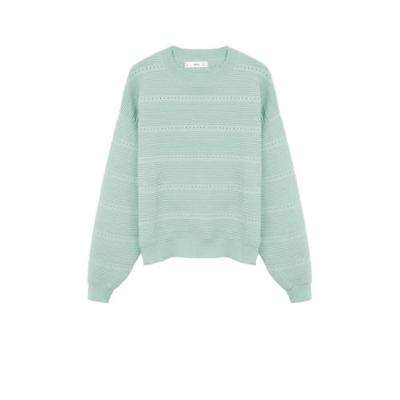 Mango fijngebreide trui met textuur licht turquoise