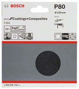 Bosch Accessories 2608606756 Schuurpapier voor schuurschijf Ongeperforeerd Korrelgrootte (num) 80 (Ø) 125 mm 10 stuk(s)