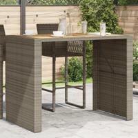 Tuintafel met acaciahouten blad 145x80x110 cm poly rattan grijs - thumbnail