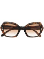 Isabel Marant Eyewear lunettes de soleil géométriques à effet écailles de tortue - Marron