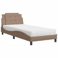 vidaXL Bed met matras kunstleer cappuccinokleurig 80x200 cm, bedframe, bed ombouw, eenpersoonsbed, bedbodem, slaapkamermeubel, 1 persoonsbed