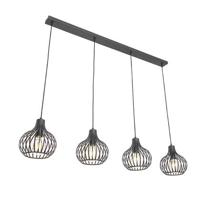 QAZQA Moderne hanglamp zwart 4-lichts - Saffira