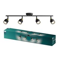 Philips Niall Spot - Plafondspot met vier lichtpunten - Zwart met goud design - GU10 LED fitting