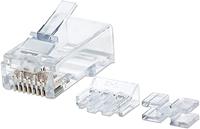 Intellinet Pack van 80 Cat6 RJ45 Modulaire stekker Pro Line (UTP, 3-punts adercontact, voor massieve draad, 50 µ vergulde contacten) 790536 helder/doorzichtig