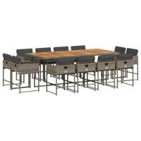 vidaXL 13-delige Tuinset met kussens poly rattan grijs, loungeset, loungeset tuin, tuinbankenset, tuintafel, loungeset buiten, tuinset lounge
