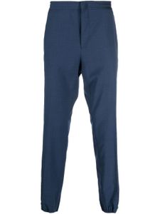 Zegna pantalon en laine à taille élastiquée - Bleu