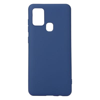 Shop4 - Samsung Galaxy A21s Hoesje - Zachte Back Case Mat Donker Blauw