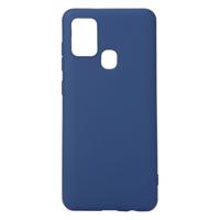 Shop4 - Samsung Galaxy A21s Hoesje - Zachte Back Case Mat Donker Blauw