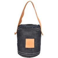 1x Deurstopper blauw denim met bruin leer 13 x 17 cm   - - thumbnail