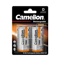 Camelion 17070220 NiMH-batterij mono / R20 / D met 1,2 volt, 2 stuks, capaciteit 7000 mAh, oplaadbaar, voor verschillende apparaat- en consumentenbehoeften