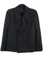 Yohji Yamamoto blazer en laine à boutonnière croisée - Noir