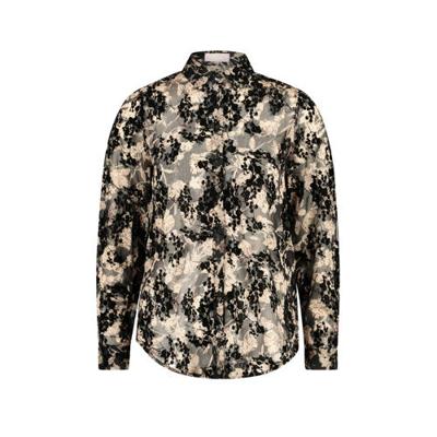 Cassis semi-transparante blouse met glitters ecru/zwart Cassis semi-transparante blouse met glitters ecru/zwart