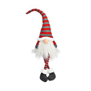 Pluche gnome/dwerg decoratie pop/knuffel wit/rood/grijs 10 x 11 x 70 cm   -