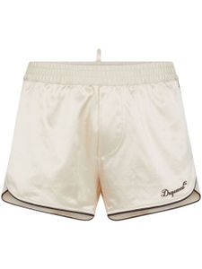 DSQUARED2 short de sport en soie à logo brodé - Tons neutres